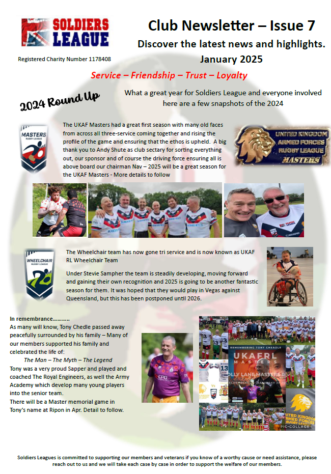 Soldiers League Newsletter Jan 2025